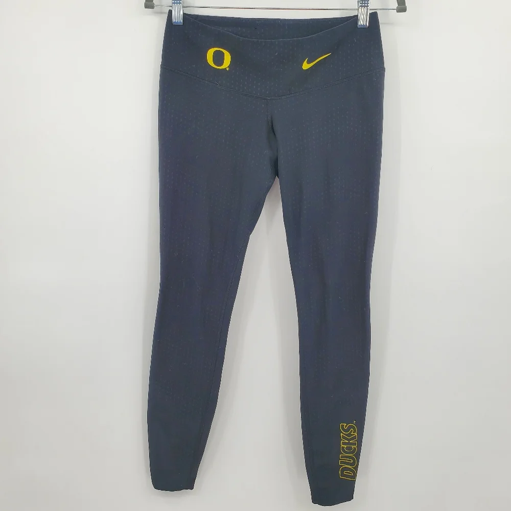 Nike Oregon Ducks Power Dri-fit Athletic Leggings Size Small Black Yellow